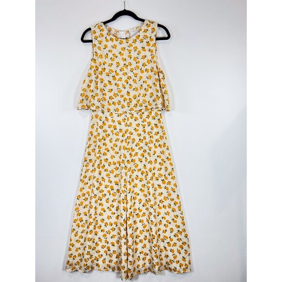 MVN The Label Women Jumpsuit Yellow Riley Floral Sleeveless Wide Leg Boho Medium - Picture 6 of 13